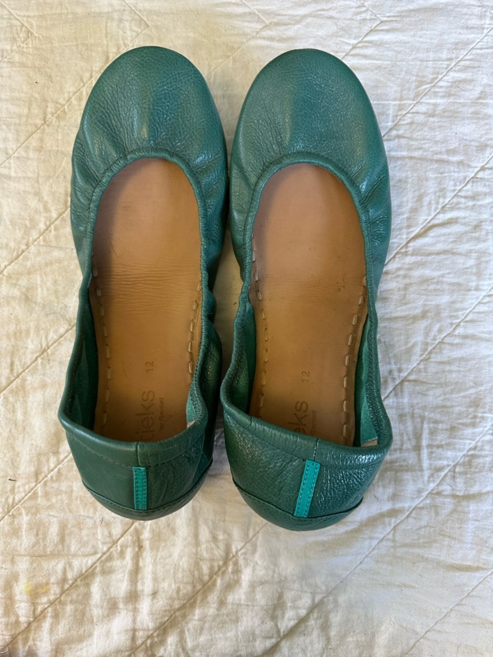 Tieks Pacific Green Leather Ballet Flats